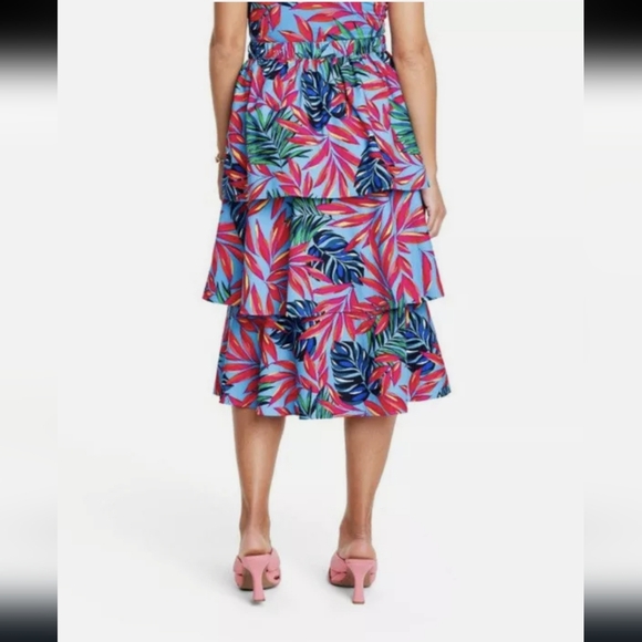 NWT Target x Tabitha Brown Tropical Print Tiered Midi Skirt - Picture 2 of 5